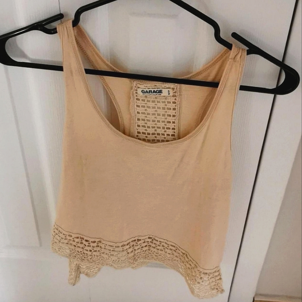 Garage Women's Cream Lace Trim Tank Top